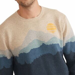 Marine Layer Blue and Gray Mountain Crewneck Sweater